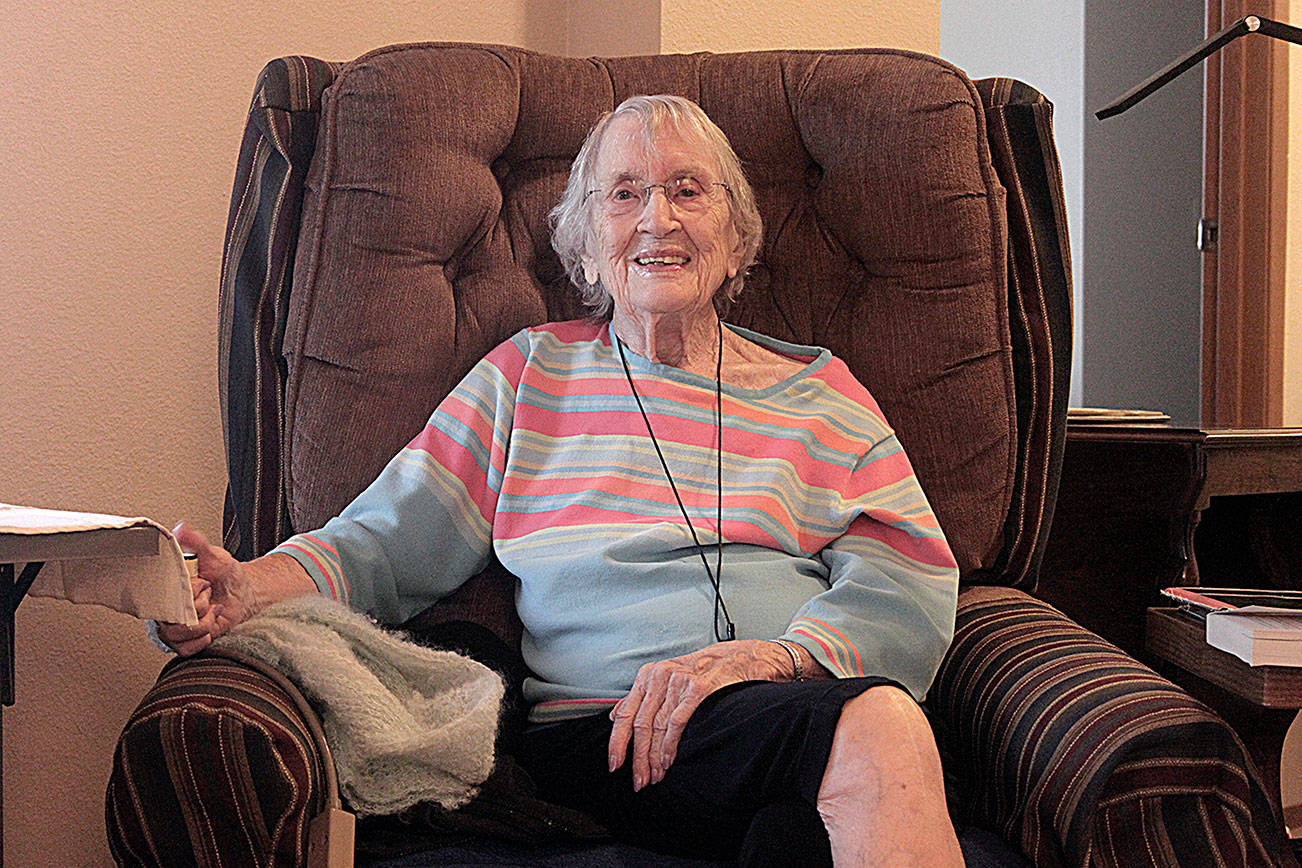 Bea Mathewson, 102, accidentally sent an email to the wrong person, ended up with two pen pals and was featured in a Buzzfeed video. She has been living in Renton since 1939. (Leah Abraham | Renton Reporter)