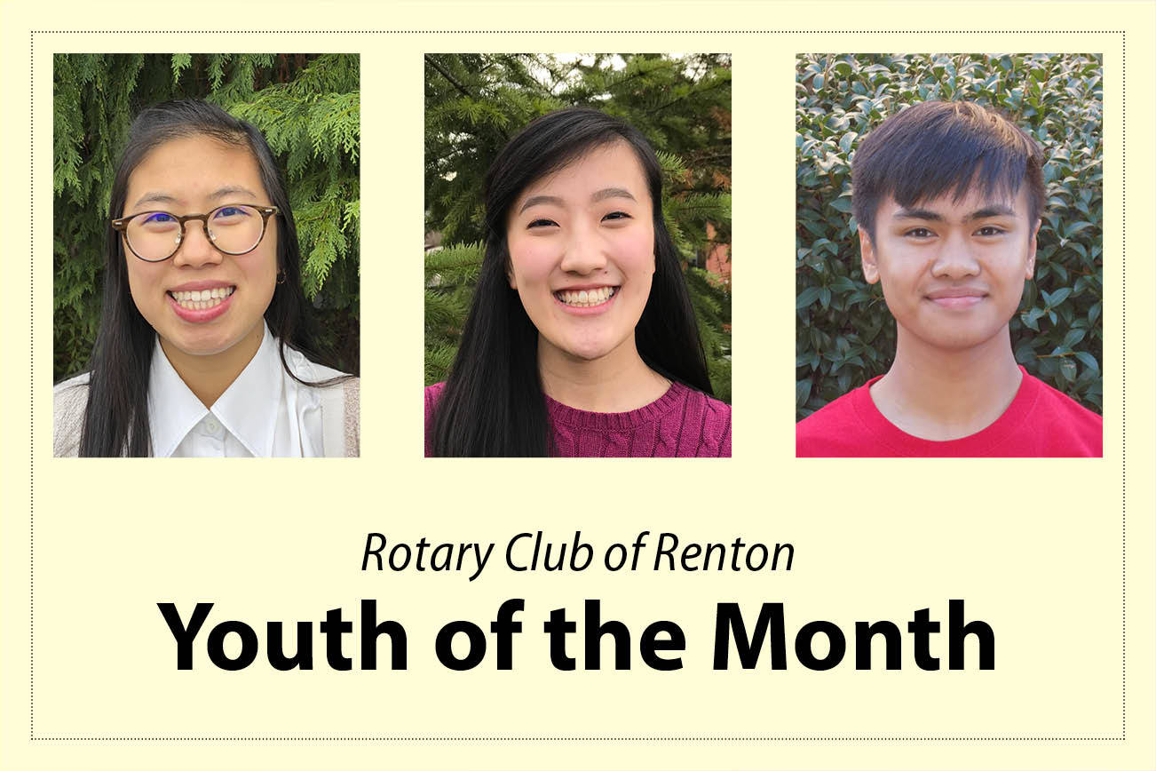 From left, Kathy Nguyen, Brianna Zhou and Steven Marzan were Youth of the Month for February.