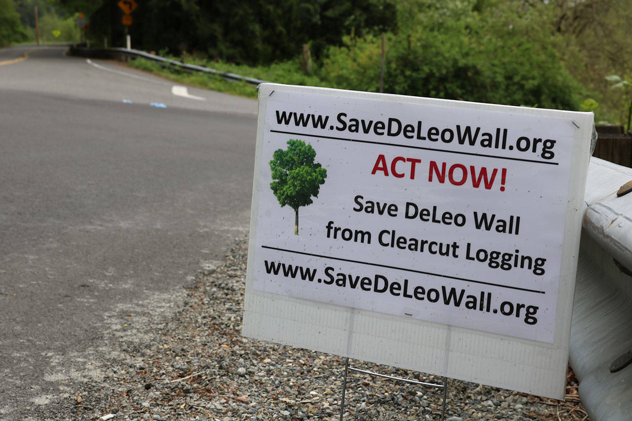 A sign posted by Save DeLeo Wall along May Valley Road Southeast. Aaron Kunkler/Staff photo