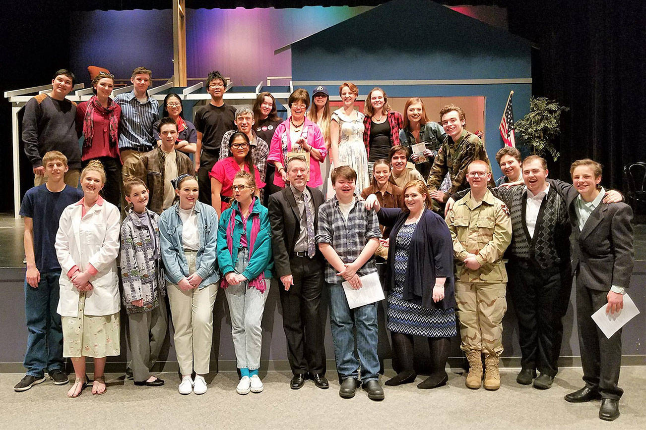 Author Debbie Macomber poses with the cast of “The Inn at Rose Harbor.” Photo courtesy Renton School District