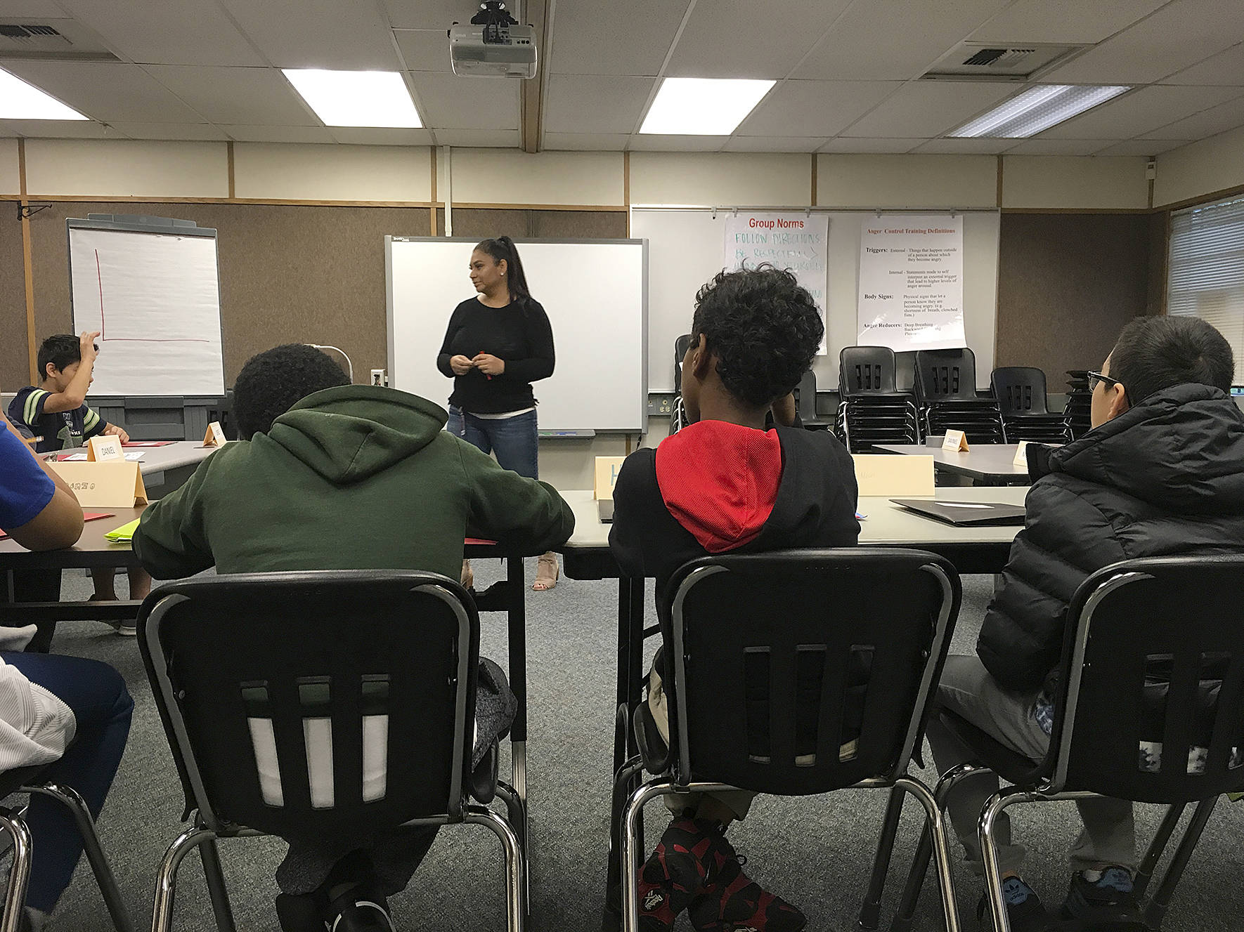 Photo courtesy of Jamie Holter                                Panther Lake Elementary students participate in a pilot program from Renton Juvenile Probation Unit bringing an anger replacement training program to elementary.