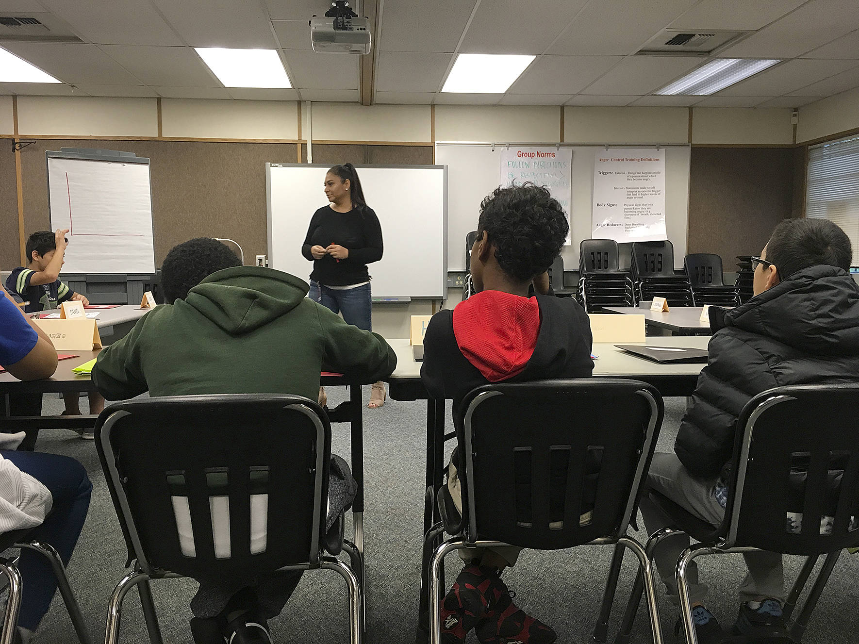 Photo courtesy of Jamie Holter                                Panther Lake Elementary students participate in a pilot program from Renton Juvenile Probation Unit bringing an anger replacement training program to elementary.