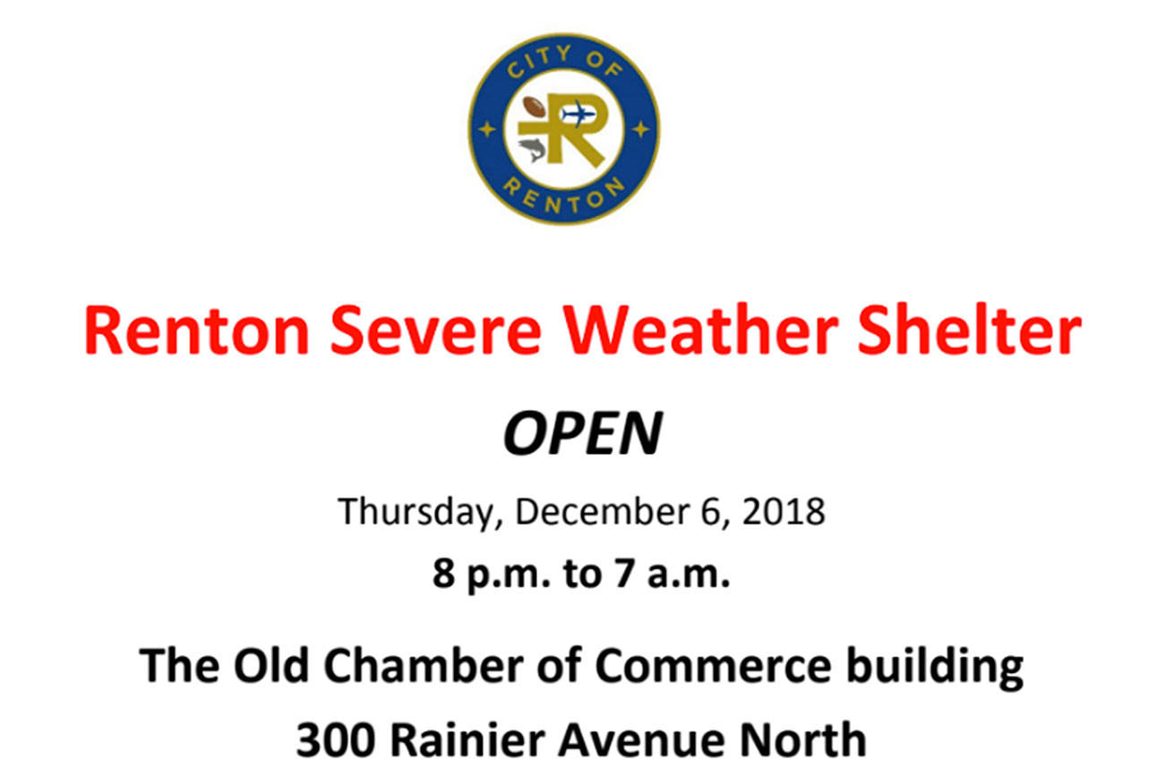 City’s severe weather shelter open Thursday, Dec. 6