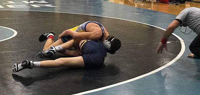 Emanuel Lesan works for the fall against his Tahoma opponent. Courtesy photo