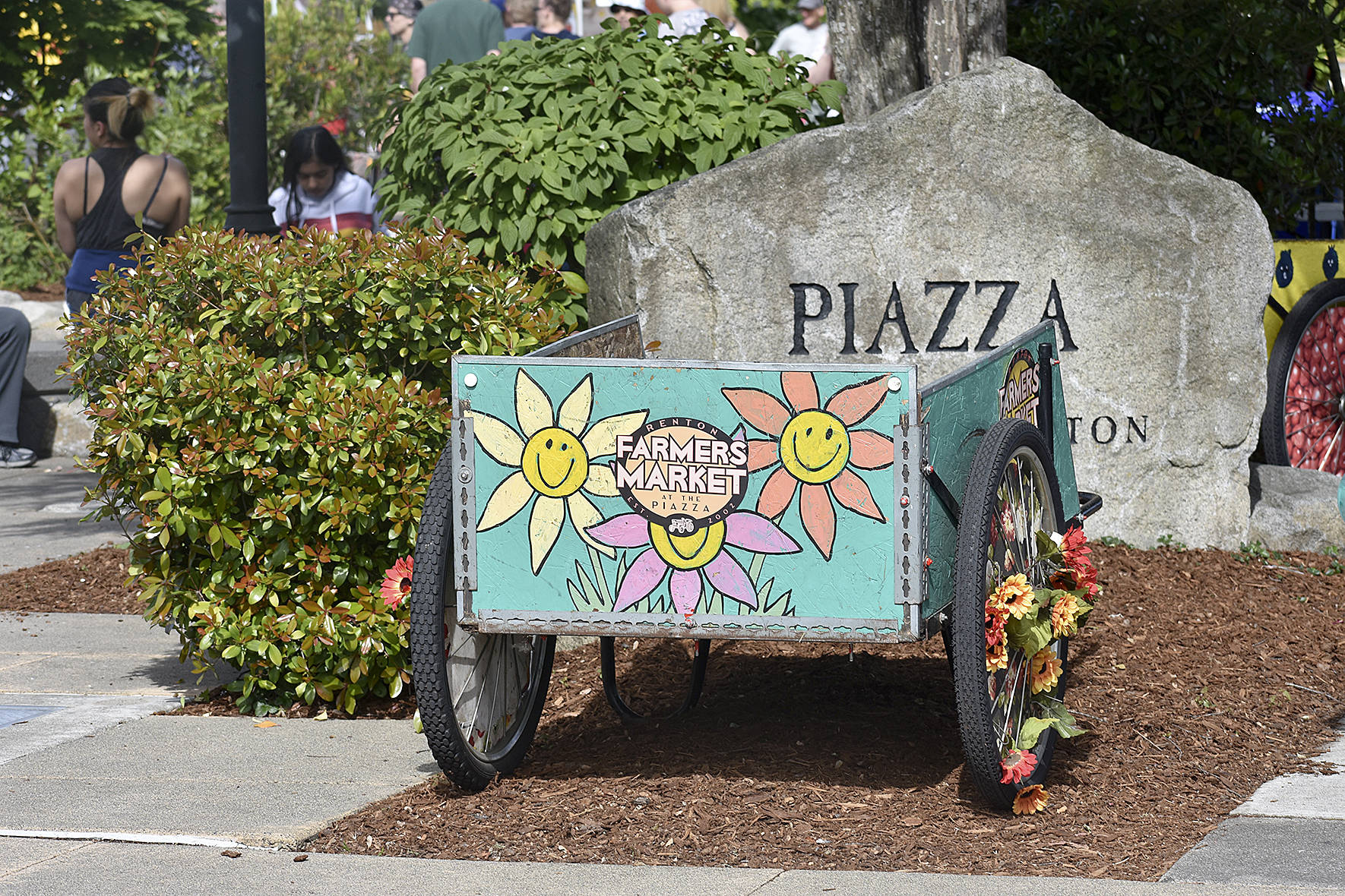 Photo by Haley Ausbun. Renton Farmer’s Market opened for the 2019 season Tuesday, June 4 at Piazza Park. This year the market expands with a larger food truck section across Logan Avenue South, which is now closed during the market to create easy access between the food court and other vendors.