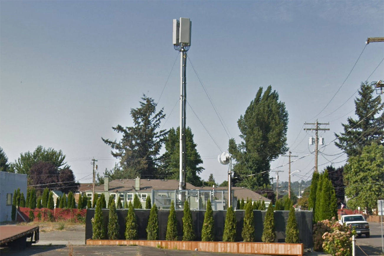 Courtesy of Google Maps. A photo of one placement of a cell-on-wheels (COW) that helps boost data for phone providers in Renton. They’ve started showing up in the city in recent years due to high data usage from traffic in Renton.