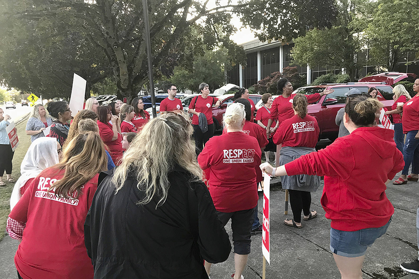 Photo by Haley Ausbun. RESP union members attended the Sept. 11 Renton School Board meeting to make their story heard as they continue to negotiate for a new contract with the district.