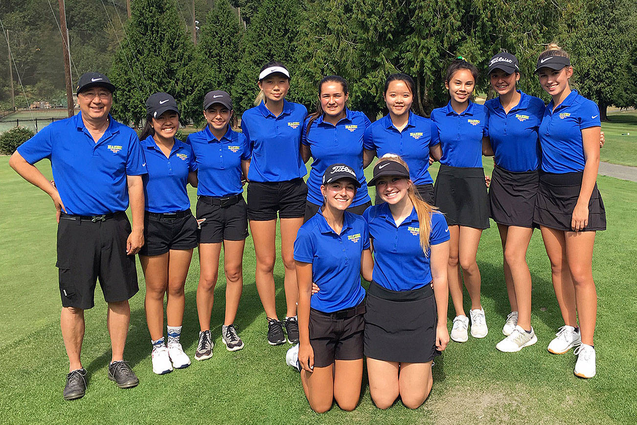 Photo courtesy of Victor Yee. The Hazen girls golf team is taking home the championship banner for the first time in its history.