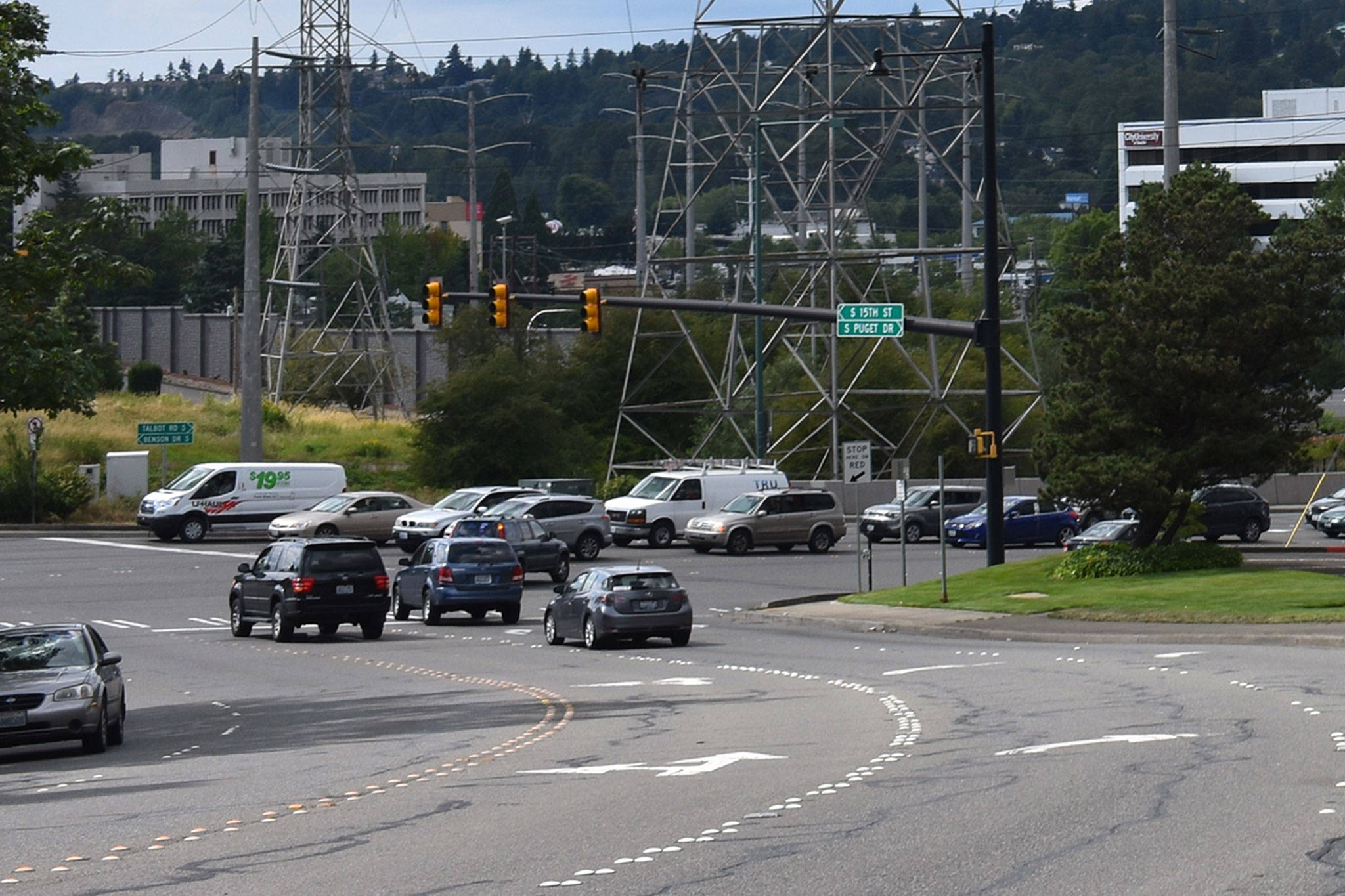 Photo by Haley Ausbun. The new red light camera at the Benson Drive and South Puget Drive intersection had the highest citations in the region, in 2018.