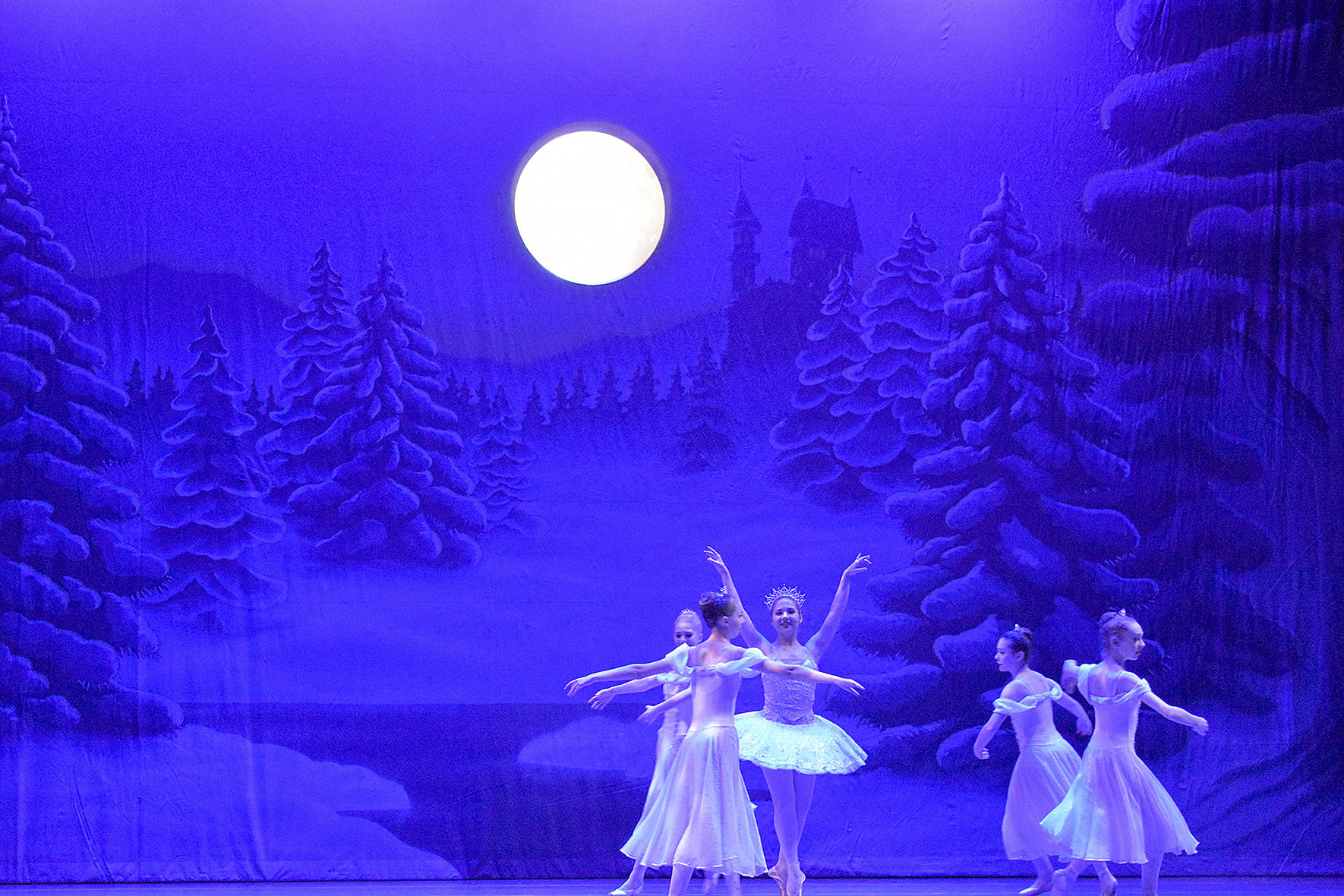 Photo by Haley Ausbun. Evergreen City Ballet dancers rehearsing at the Meydenbauer Center Theatre in Bellevue, Dec. 4.