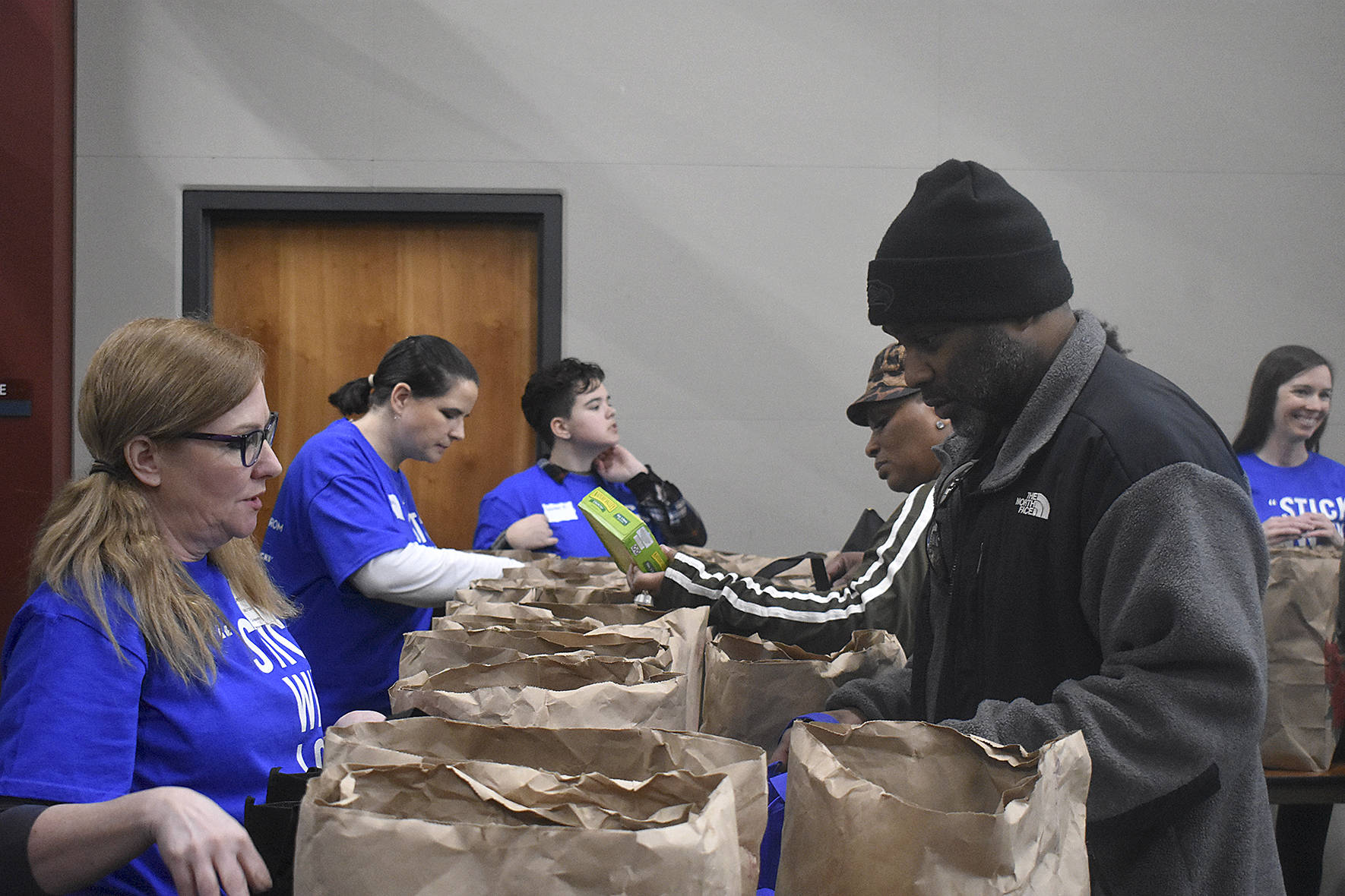 Photo by Haley Ausbun. United Way provided groceries and other donated goods at the Family Resource Exchange event on Martin Luther King Jr. Day, Jan. 20 at Lindbergh High School.