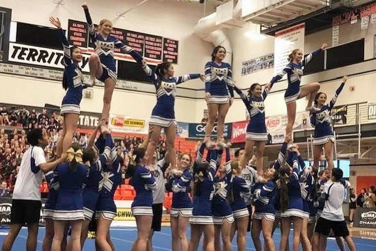 Hazen High School cheer team took third place during the coed competition at the WIAA State Central Cheerleading Tournament on Feb. 7, 2020. Photo courtesy of Brian Kaelin.