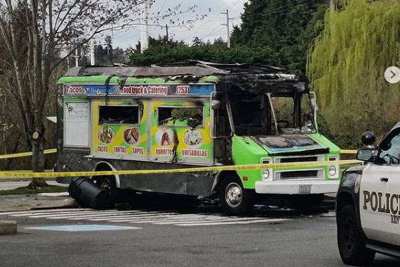 Castaneda family taco truck damaged by fire (photo credit: eltacolocowa Instagram)
