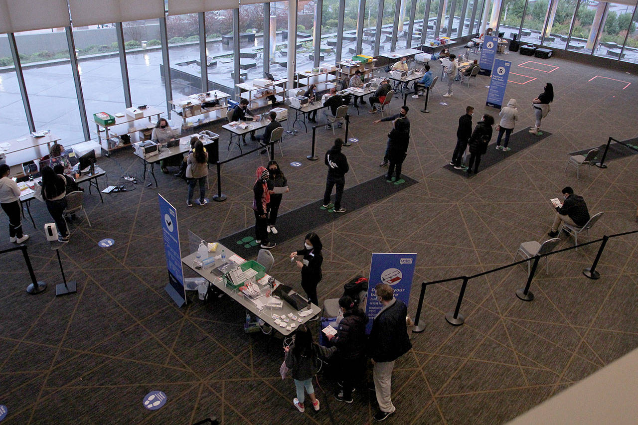 In a three-day event ahead of the November 2020 elections, the voting center at Federal Way’s Performing Arts and Event Center saw 1,433 voters, which included 466 newly registered voters. File photo