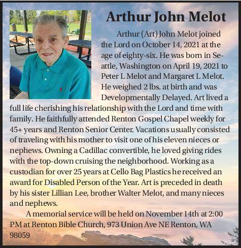 Arthur John Melot | Obituary