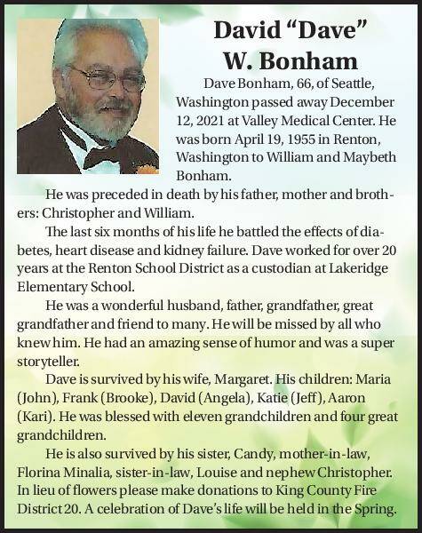 David "Dave" W. Bonham | Obituary