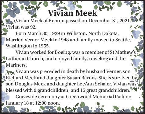 Vivian Meek | Obituary