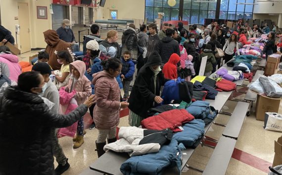 Over 850 coats were prepared for this year’s “Operation Warm” at Renton High School on Oct. 22. Photo courtesy of Ruth Pérez