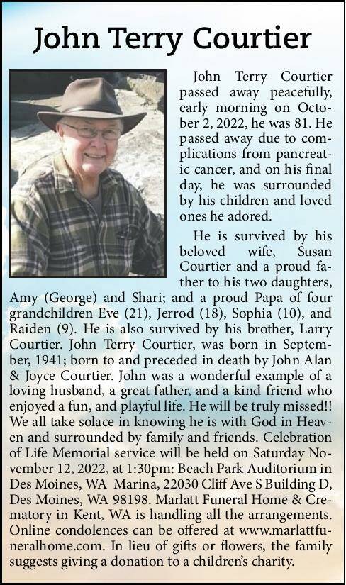 John Terry Courtier | Obituary