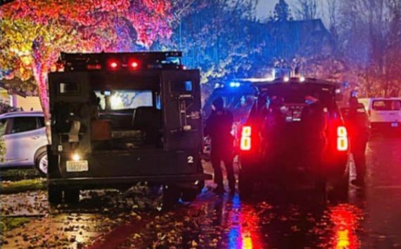 SWAT vehicles at the crime scene. (Screenshot from Renton Police Department Facebook post)