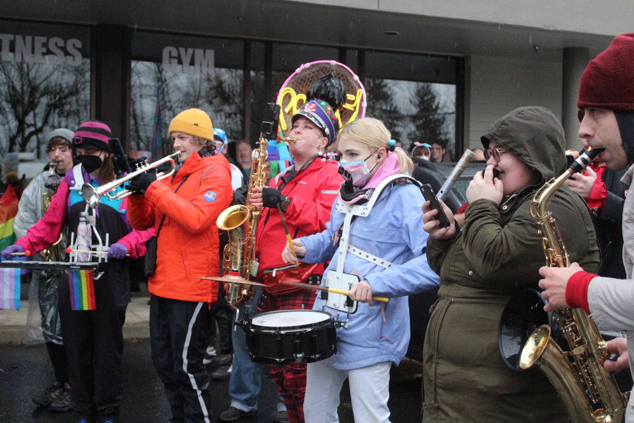 A marching band joined the counter-protest and performed several songs throughout the day. Photo by Bailey Jo Josie/Sound Publishing.