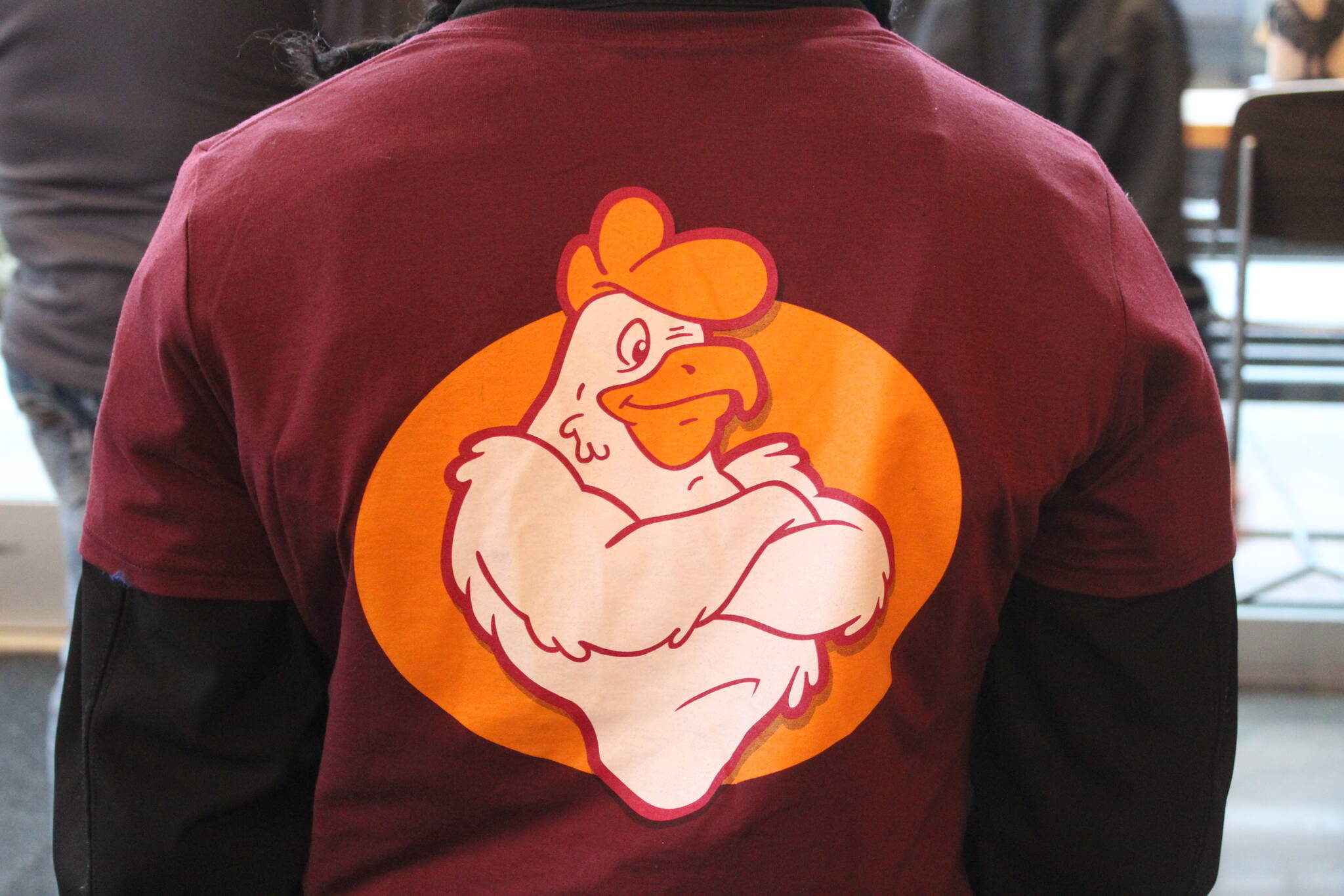 Employees wear shirts with the big Big Chicken chicken on the back. Photo by Bailey Jo Josie/Sound Publishing.