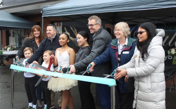 Community leaders and ballerinas came together for the Evergreen City Ballet ribbon-cutting ceremony for the dance studio’s new location. Photo by Bailey Jo Josie/Sound Publishing.