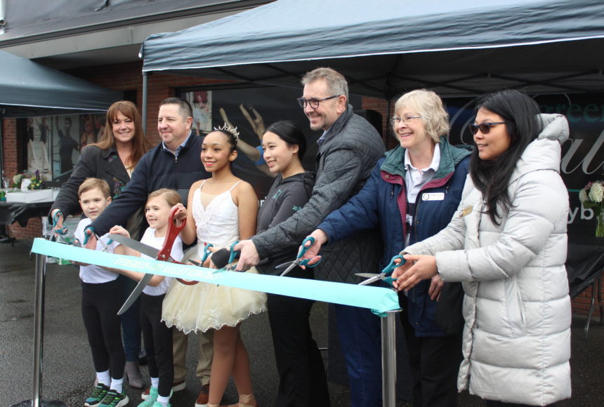 <p>Community leaders and ballerinas came together for the Evergreen City Ballet ribbon-cutting ceremony for the dance studio’s new location. Photo by Bailey Jo Josie/Sound Publishing.</p>