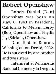 Robert Openshaw | Obituary