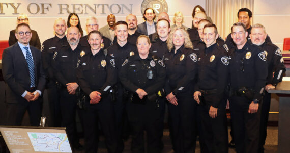 Courtesy of City of Renton
Members of the Renton Police Department who received awards March 20 pose with members of Renton City Council.