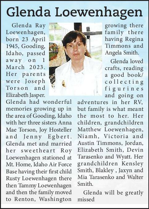 Glenda Loewenhagen | Obituary