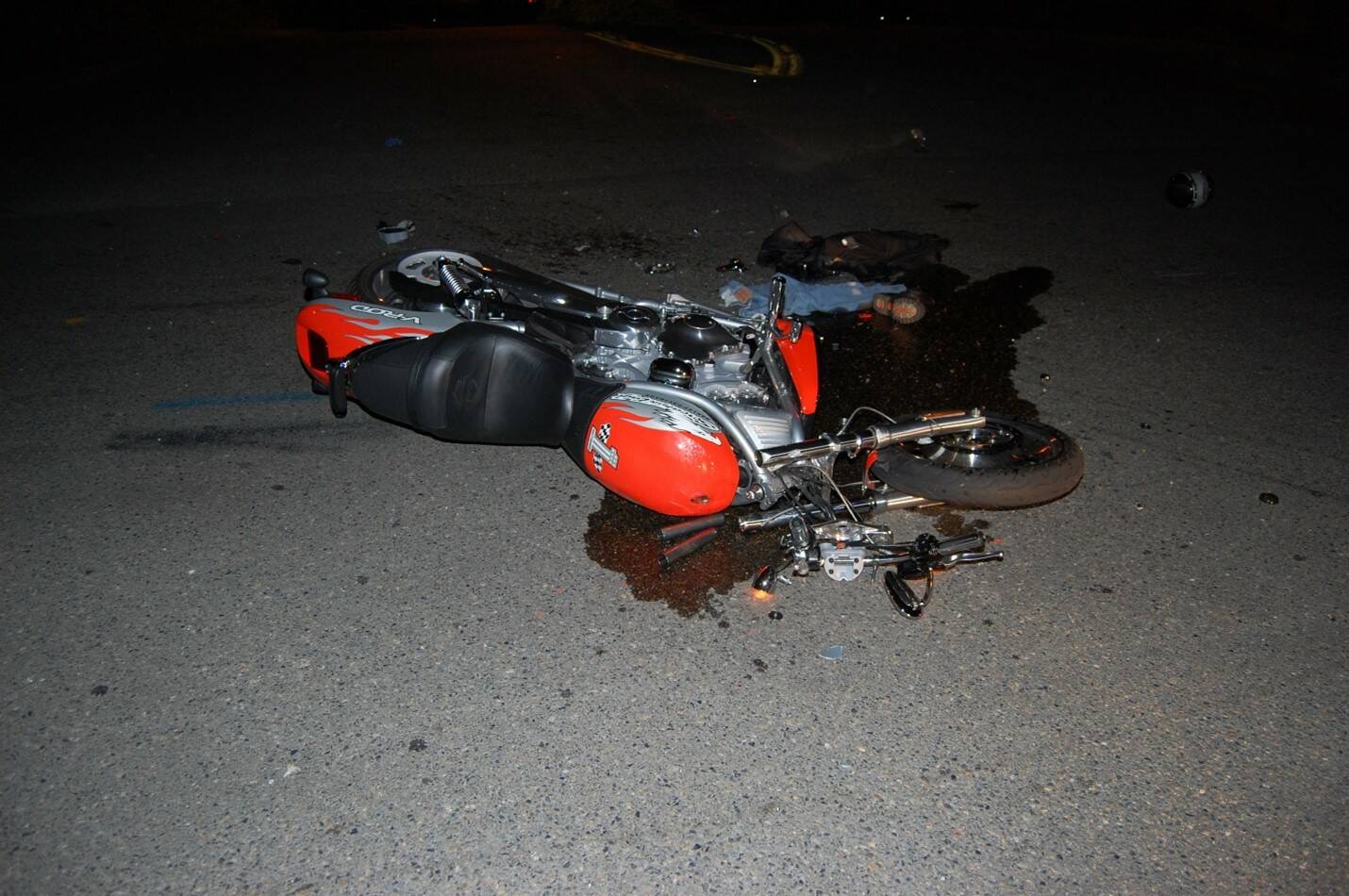 Daren Dougan’s motorcycle following an unsolved hit-and-run vehicular homicide in 2008. (Courtesy of the Renton Police Department)