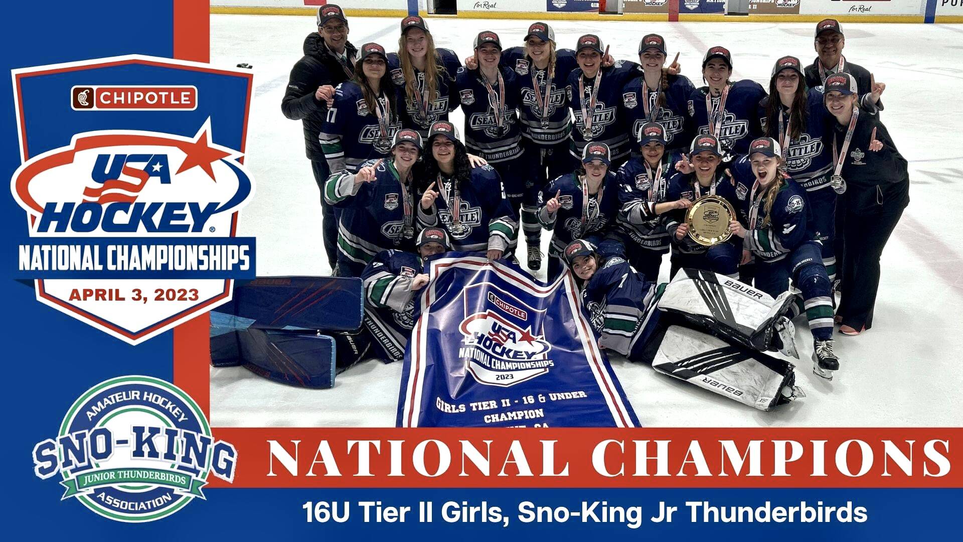 The Sno-King Junior Thunderbirds became national champions in the 16U Tier II girls division. Photo courtesy of Jacqueline Connell.