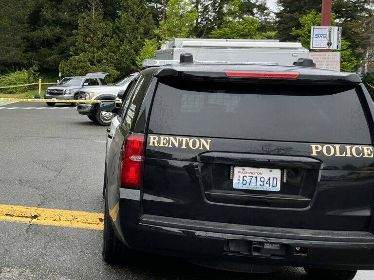 Renton police investigate the scene of a 17-year-old teenager's homicide near Safeway. (Courtesy of Randy Corman)