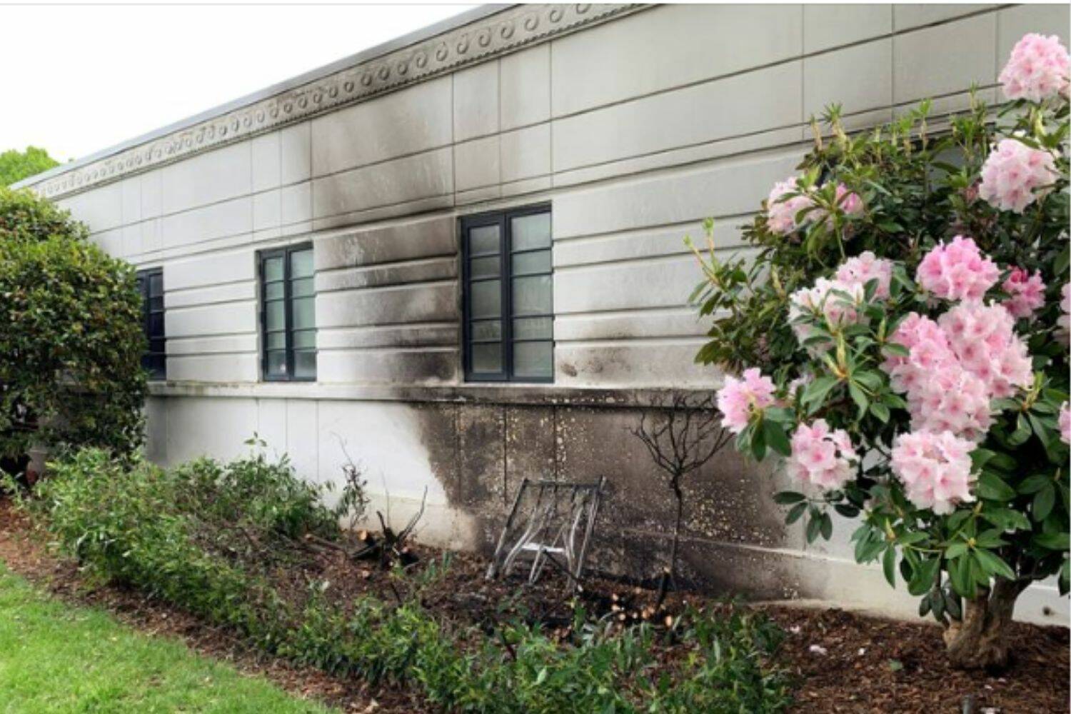 Damage to the Renton History Museum as result of the fire. (Screenshot from Facebook)