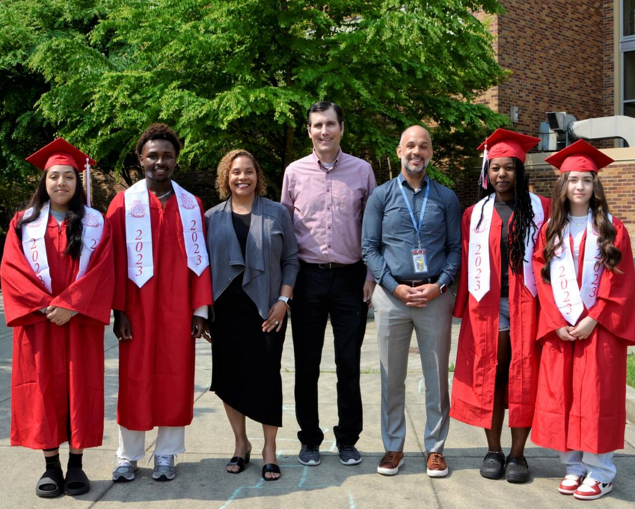 Renton High School graduating seniors Yaxyry Lomeli, Dechae Hester, Jayden Huggins, and Liliana Urias will attend RTC and benefit from Renton Promise. They are pictured with RTC President Yoshiko Harden, Rep. Steve Bergquist, RSD Superintendent Damian Pattenaude. (Courtesy photo)