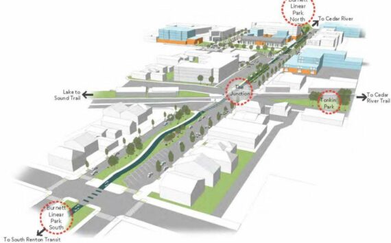 Design rendering of the Renton Connector project (Screenshot from City of Renton website)