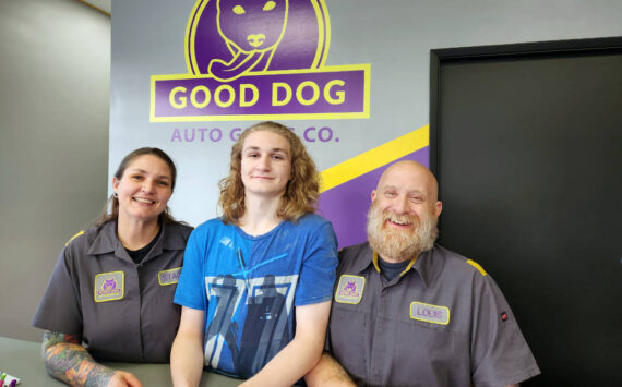 Stacy Bruski (left) and Louis Bruski (right) with son Bendid Bruski (center), owners of Good Dog Auto Glass.