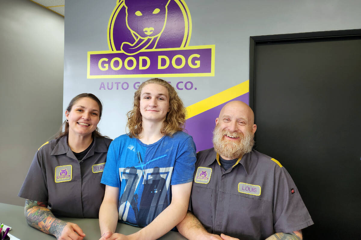 Stacy Bruski (left) and Louis Bruski (right) with son Bendid Bruski (center), owners of Good Dog Auto Glass.