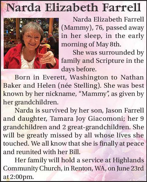 Narda Elizabeth Farrell | Obituary