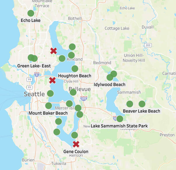 3 Lake Washington swimming beaches closed due to high levels of