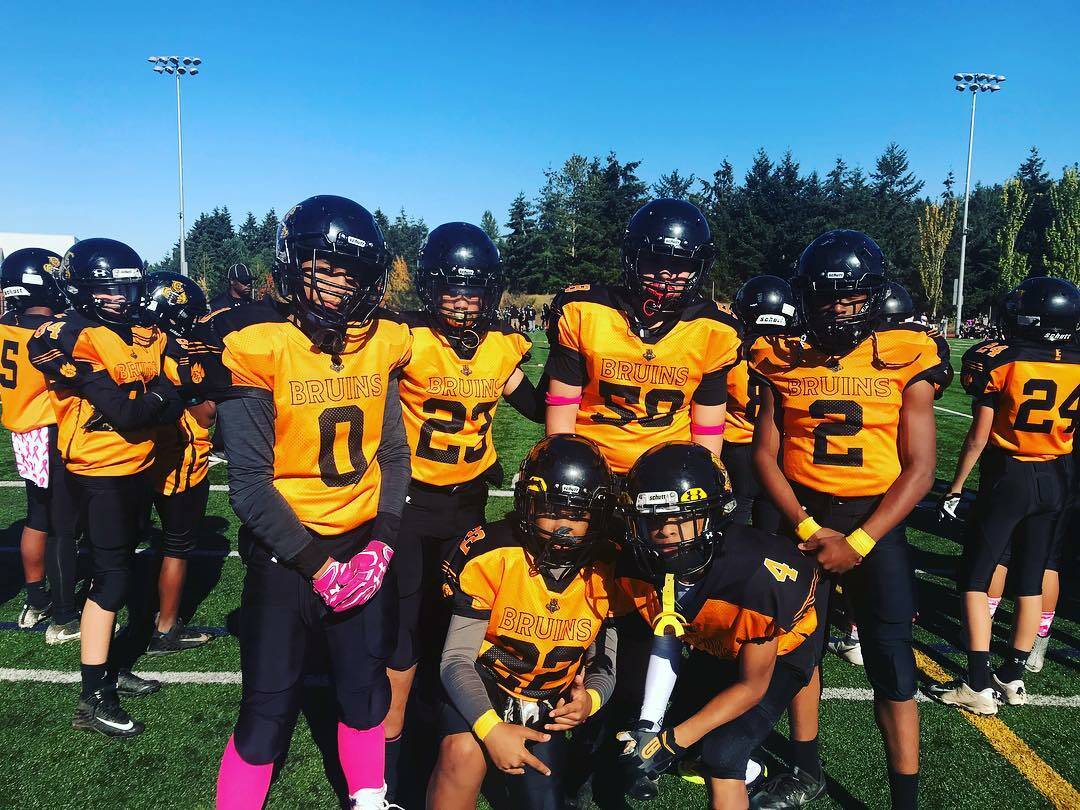 The Benson Bruins football team in Renton has players ages 6 to 14. (Photo courtesy of Benson Bruins)