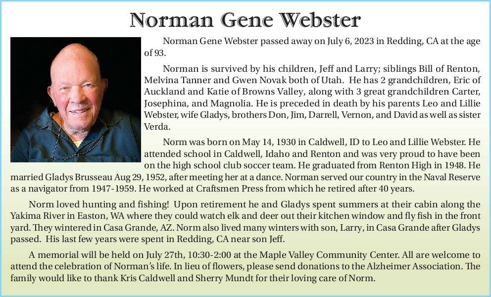 Norman Gene Webster | Obituary