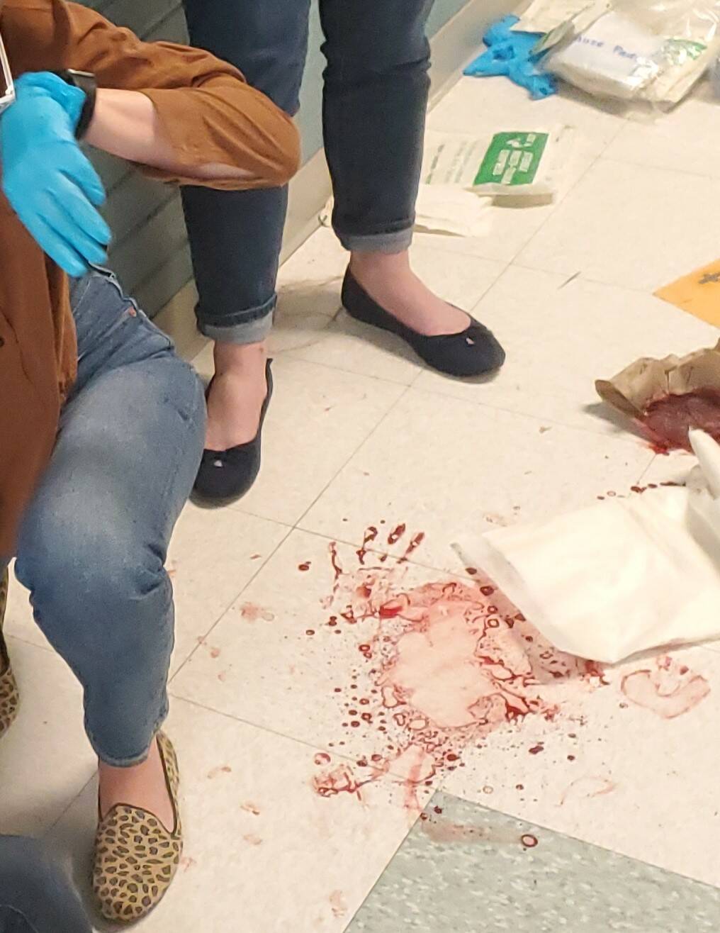 The scene of the March 30 attack on a teacher at Dimmitt Middle School in the Renton School District. (Courtesy of King County Sheriff's Office public records.)