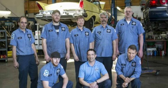 Brian Carlson (pictured top row, second from right) with his Mathewson Automotive colleagues. (Courtesy photo)
