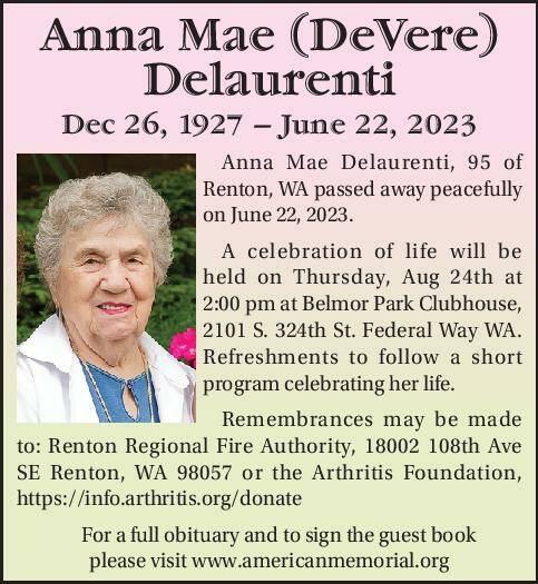 Anna Mae (DeVere) Delaurenti | Obituary