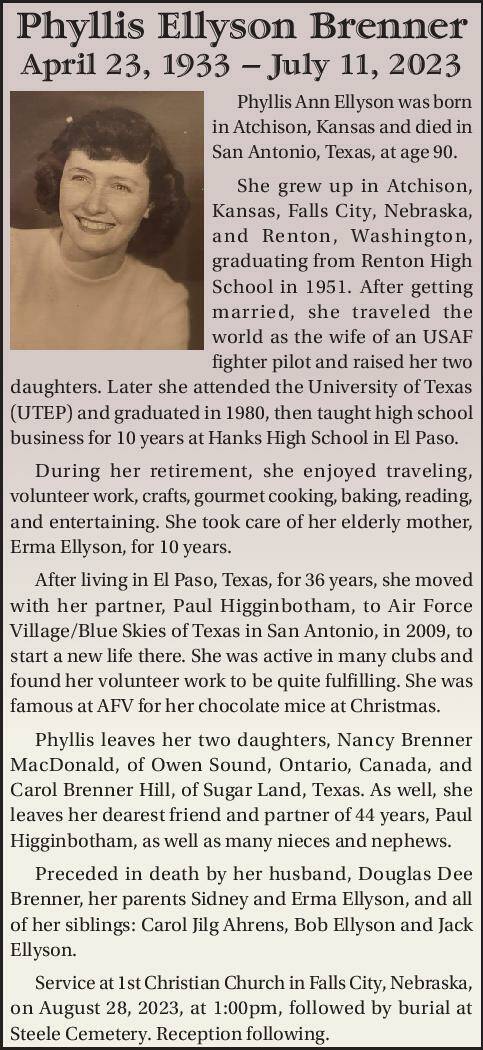 Phyllis Ellyson Brenner | Obituary