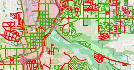 The City of Renton’s interactive sidewalk map. (Screenshot from City of Renton website)