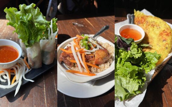 Cameron Sheppard/Sound Publishing
Pictured: Goi Cuon Chao Tom, pork sausage salad fresh rolls; Com Ga Siu Siu, a chicken rice pot of sorts; and Banh Xeo, a Vietnamese-style crepe.