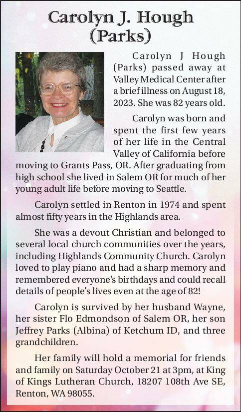 Carolyn J. Hough (Parks) | Obituary